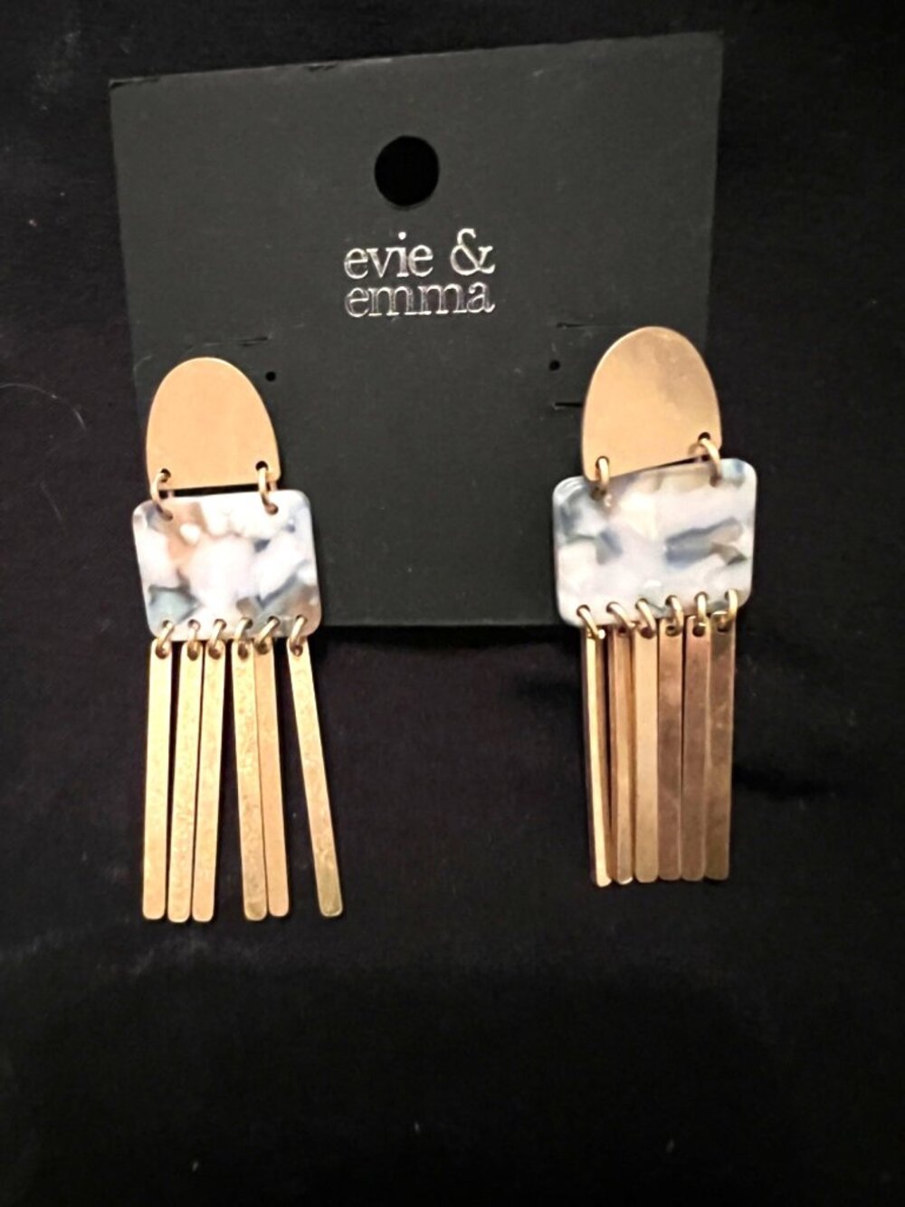 3/$20 Sale-NEW "evie & emma" Antique Gold Tone Acetate Drop EARRINGS! / BELK